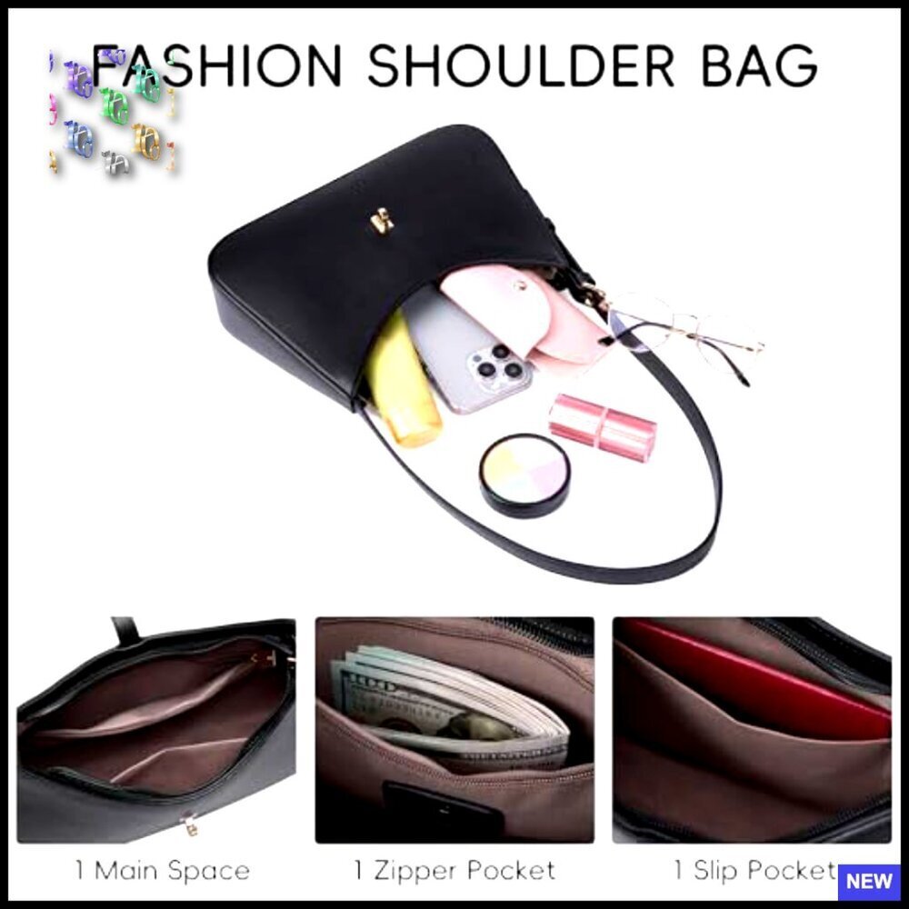 Vegan Leather Hobo Shoulder Bag Crossbody Purse Adjustable Strap Chic Minimal - Picture 5 of 7